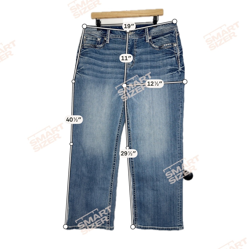 Miss Me Mid Rise Slim Wide Jeans W34 L30 Y2K Bling Thick‎ Stitch Bootcut NWT - Picture 3 of 16
